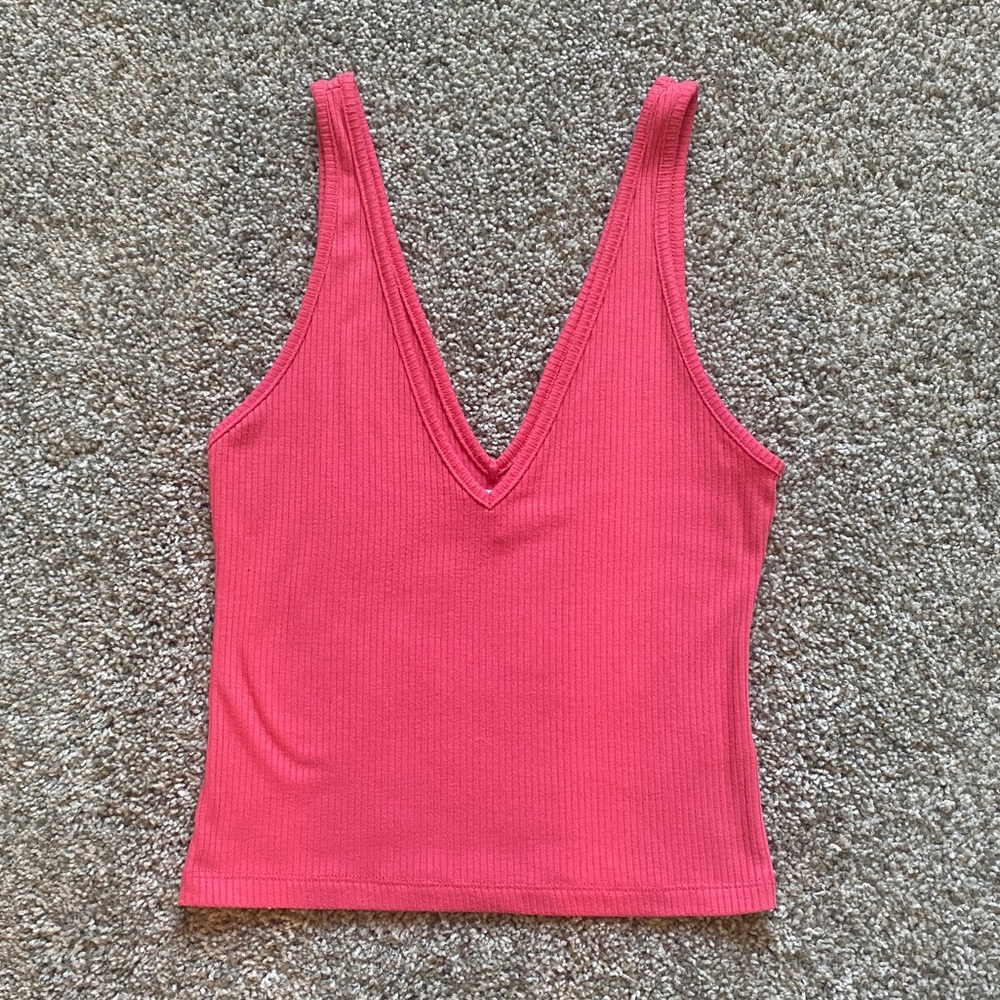 BP Double V Knit Crop Tank Red Chateaux